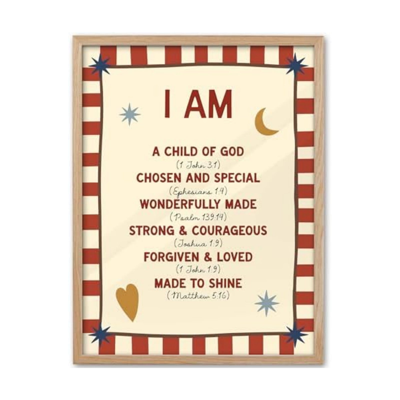 KensTro 12x16 Oak Framed I Am a Child of God Scripture Wall Art