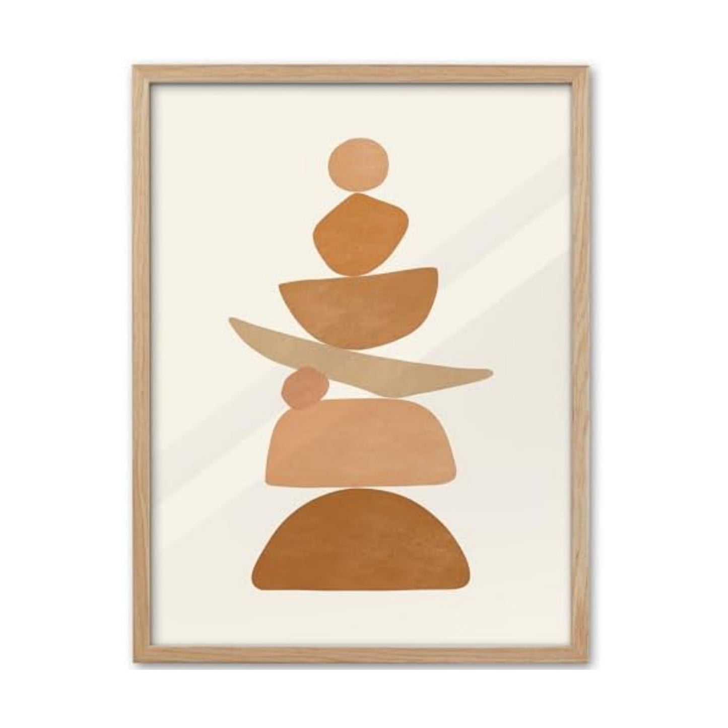 KensTro 12x16 Oak Framed Beige Boho Christian Abstract Wall Art