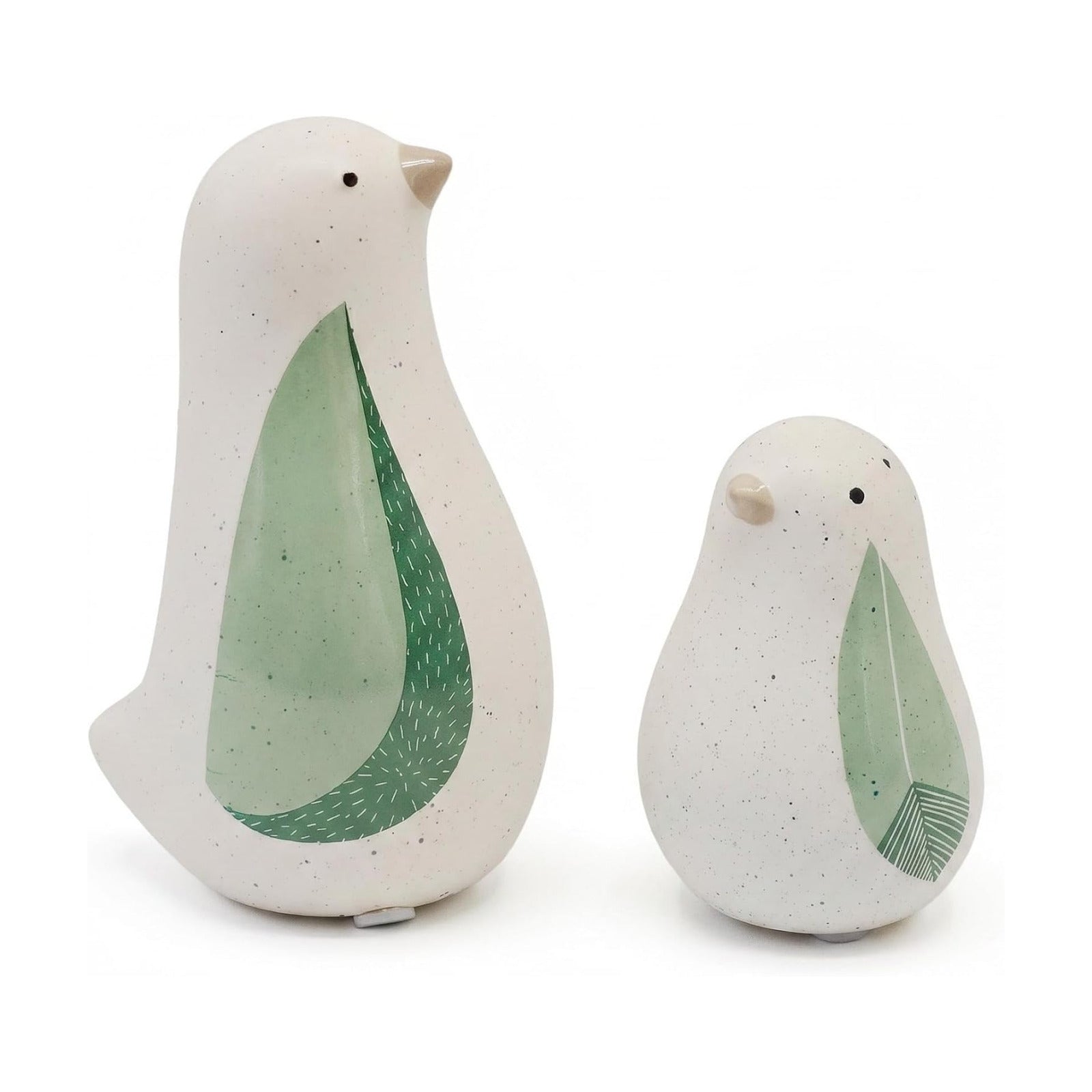 Modern Farmhouse Leaf Bird Statues Decorations / Green / Set of 2