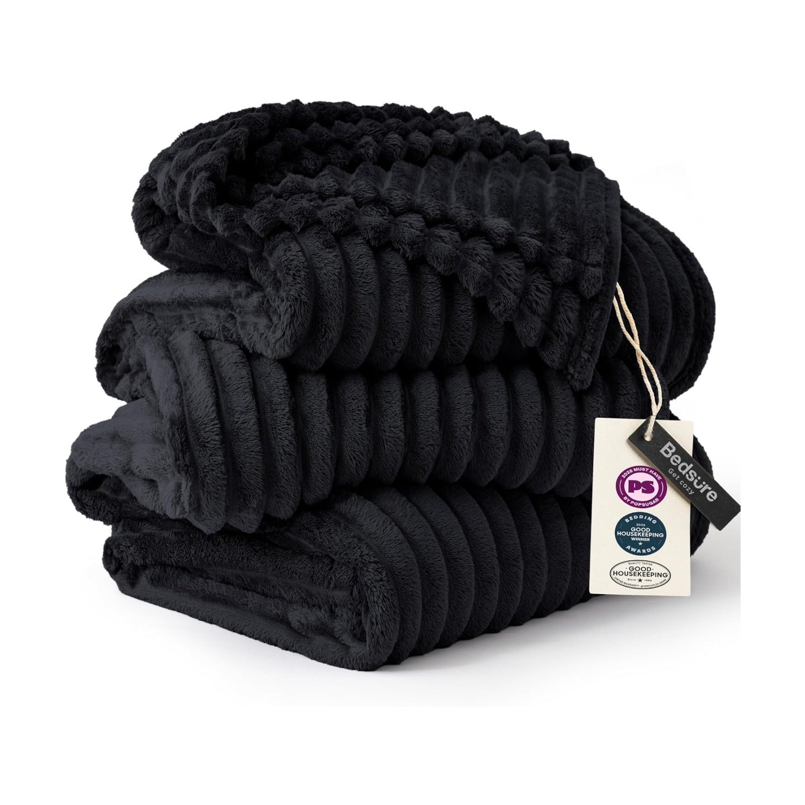 Bedsure Extra Soft Large Fleece Blanket for Bed Black 120"x120"