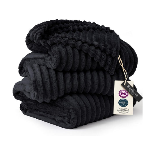 Bedsure Extra Soft Large Fleece Blanket for Bed Black 120"x120"