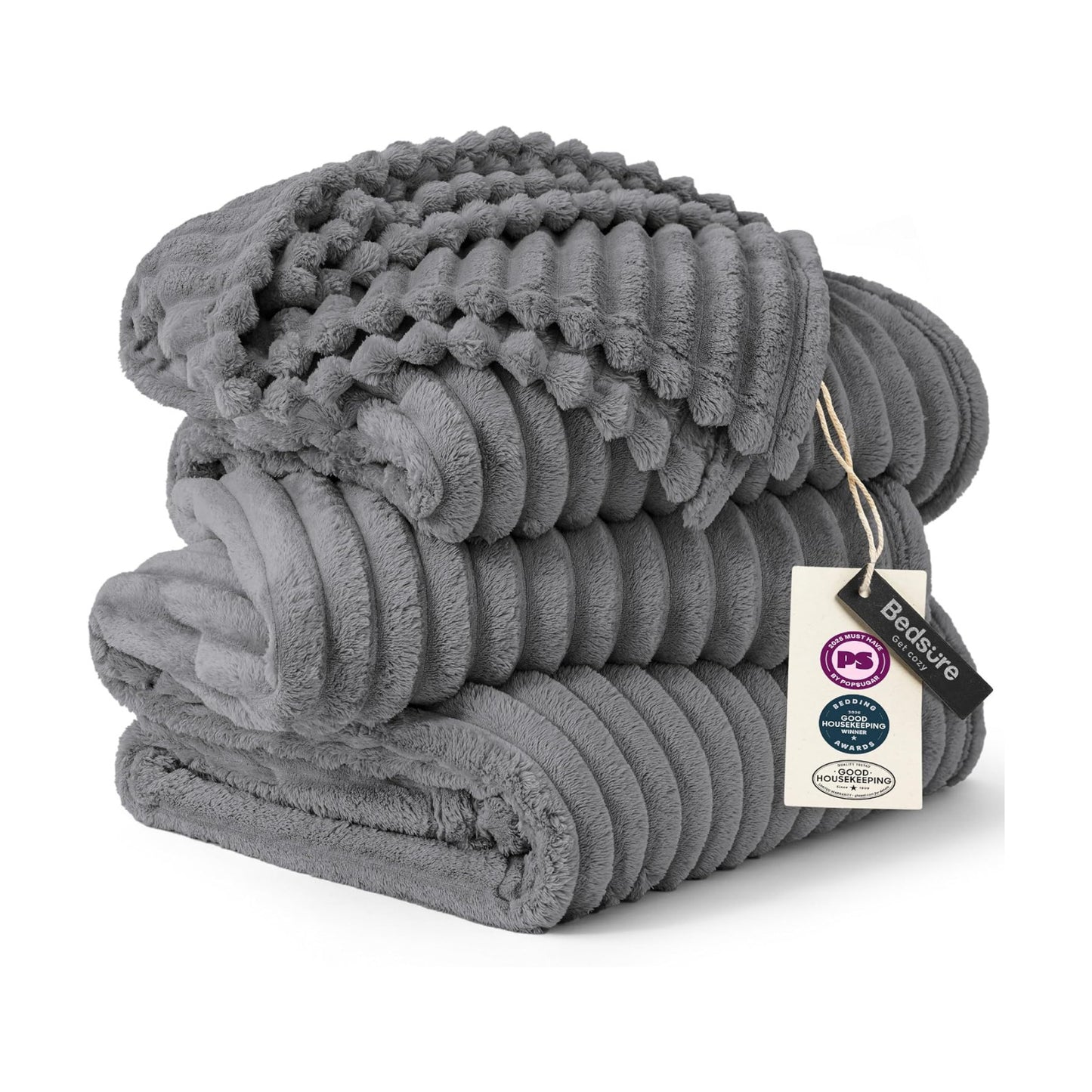 Bedsure Soft Large Fleece Blanket for Bed Frost Gray 120"x120"