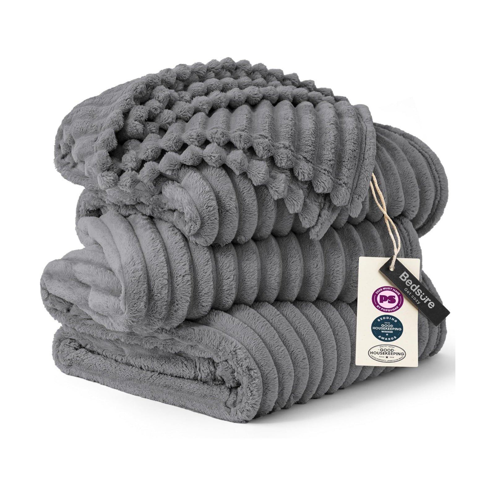 Bedsure Soft Large Fleece Blanket for Bed Frost Gray 120"x120"