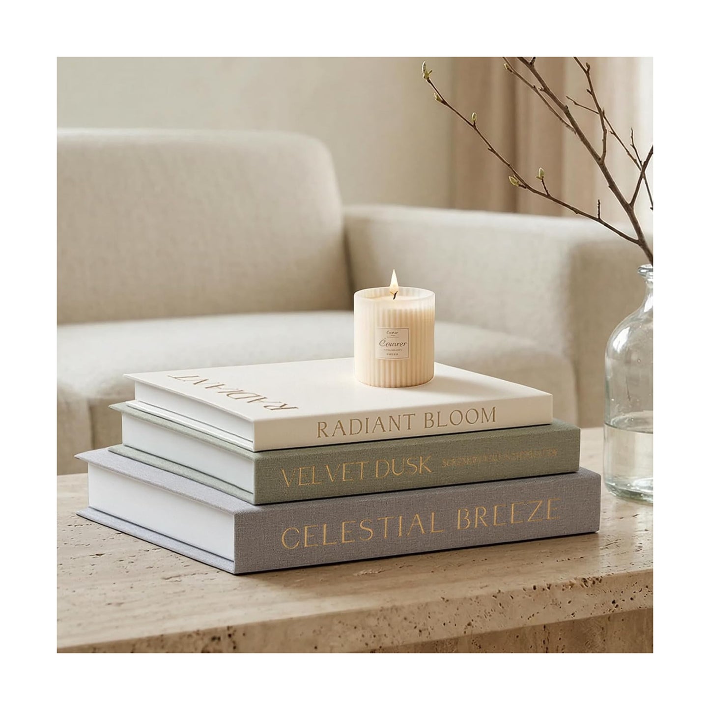 Linen Faux Book Boxes / Set of 3