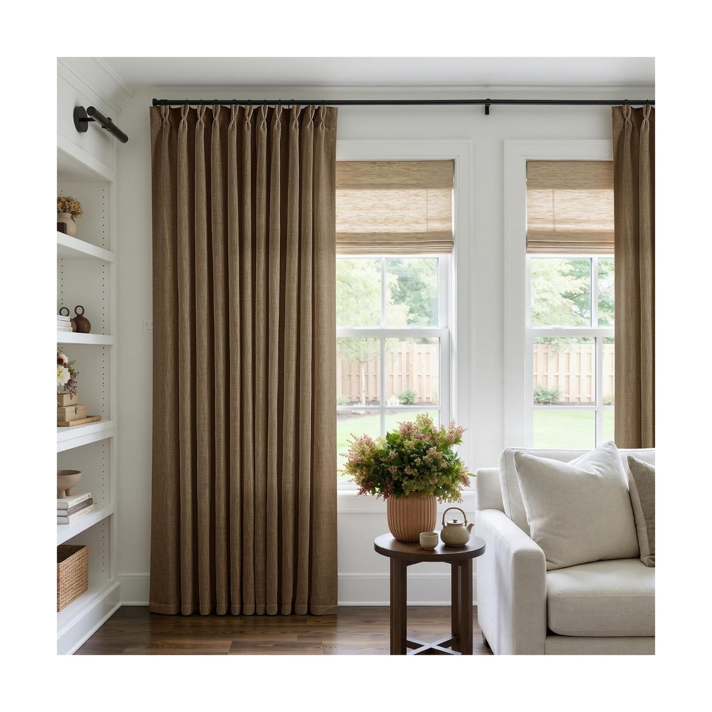 TWODRAPES Extra Wide 108 Inch Long Pleat Curtains 70 Inch Wide Dutch Cocoa