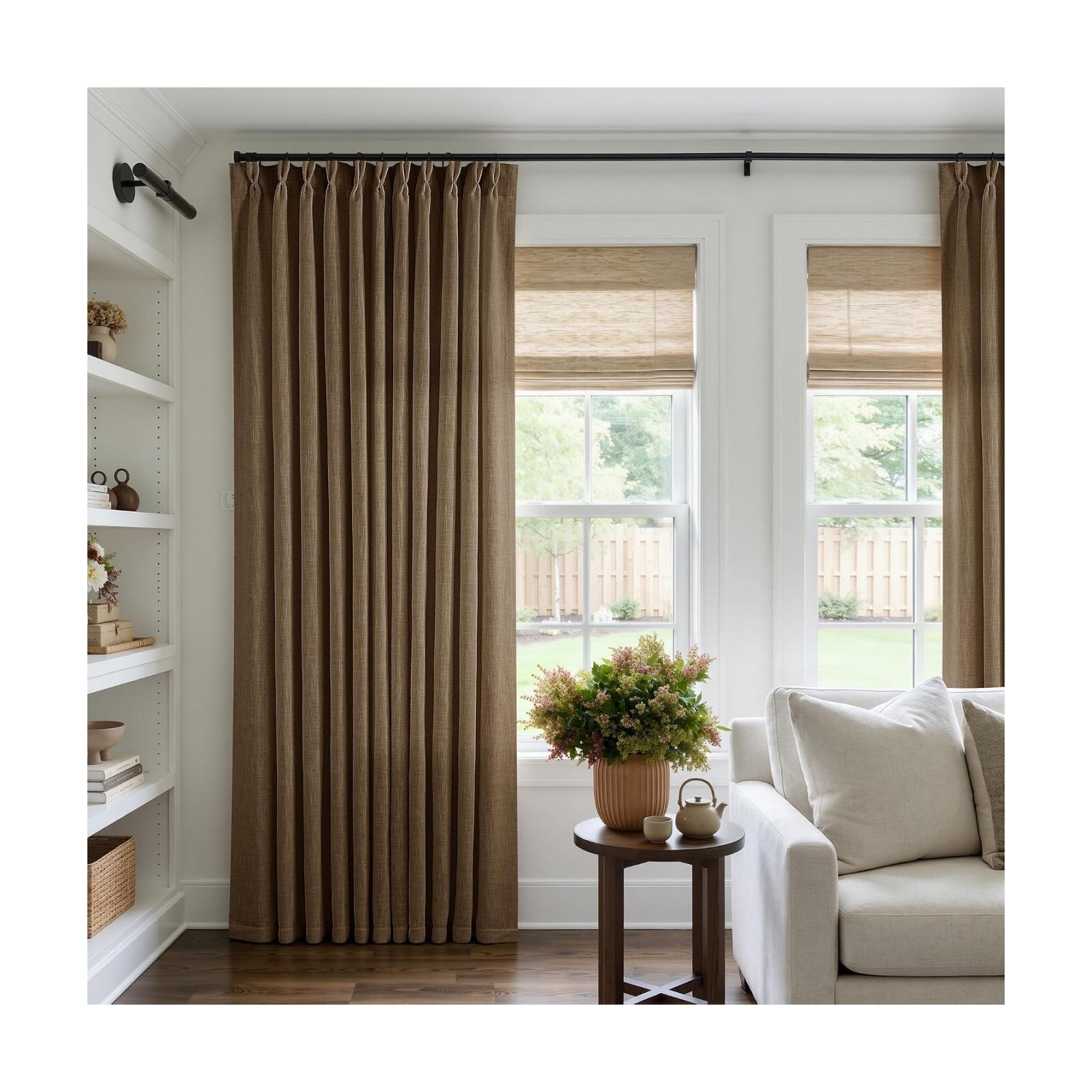 TWODRAPES Extra Wide 108 Inch Long Pleat Curtains 70 Inch Wide Dutch Cocoa