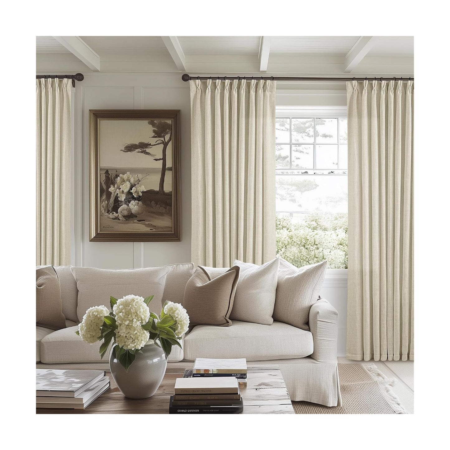 TWODRAPES 60 Inch Width 90 Inches Long Linen Pinch Pleated Curtains 1 Panel