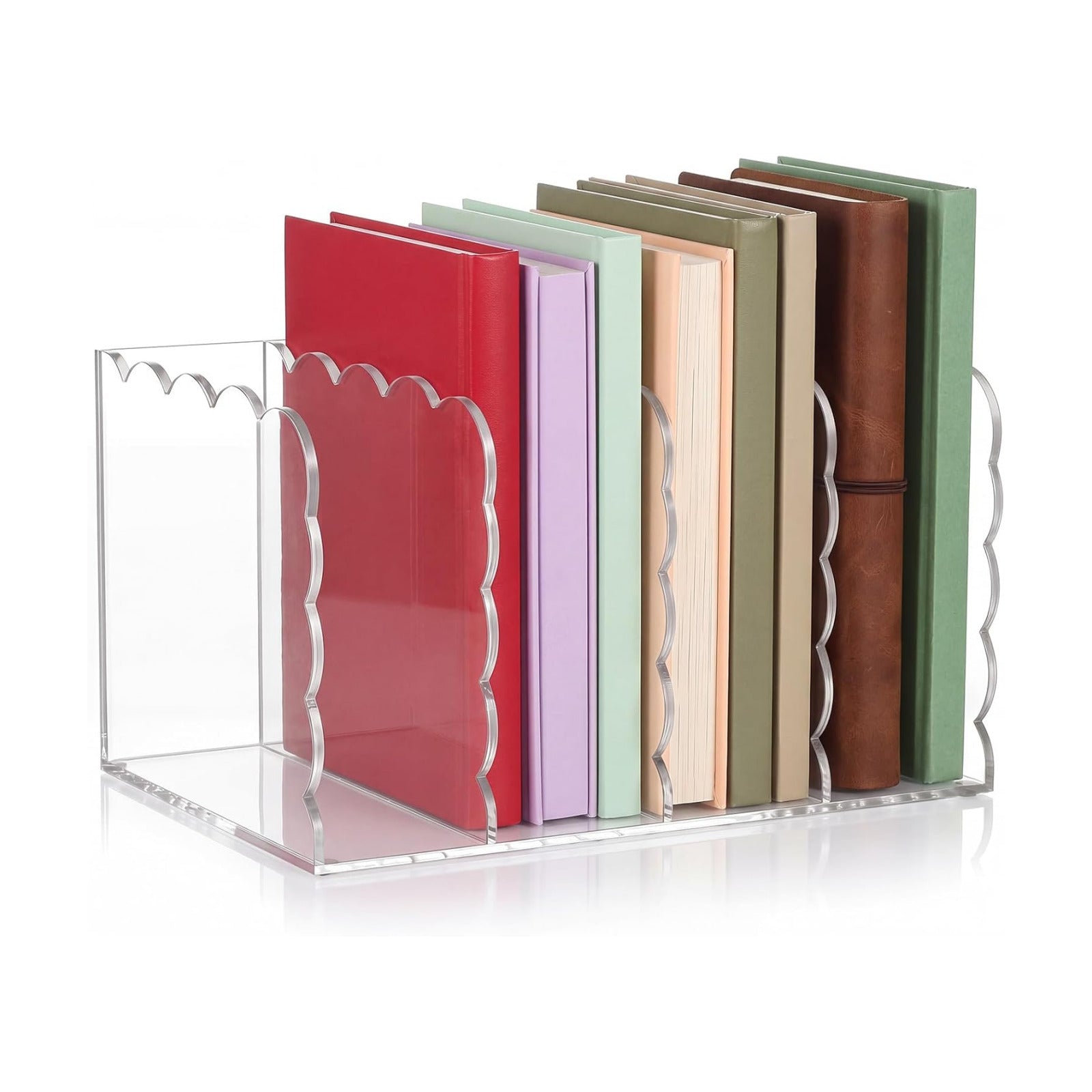 Scalloped Magazine File Holder / Acrylic / 11.26 x 7.28 x 6.5 / Standard Style / Clear