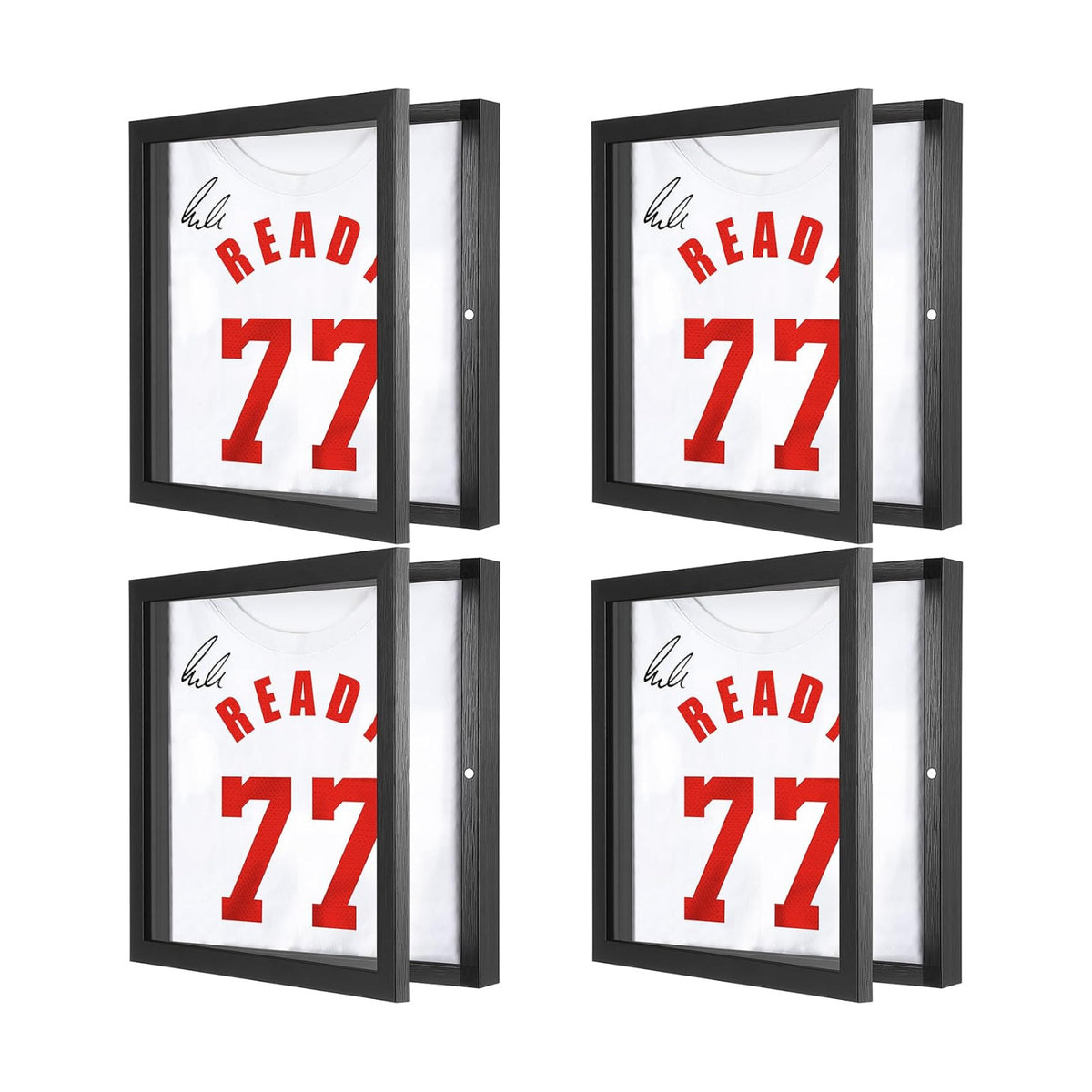 4PACK T Shirt Display Frame, 11.3" X 11.3" Black Imitation Wood Shadow Box | UV-Protective Acrylic, 1" Depth for