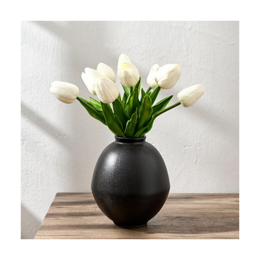 Ceramic Flower Vase / Metallic Black- 5.75 / 5.8 Inch