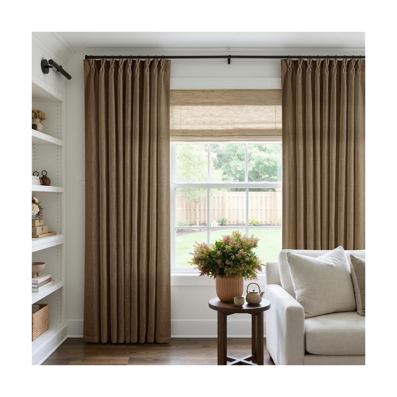 Dutch Cocoa Pinch Pleat Linen Curtains 90 Inches Long 60 Inch Wide 1 Panel