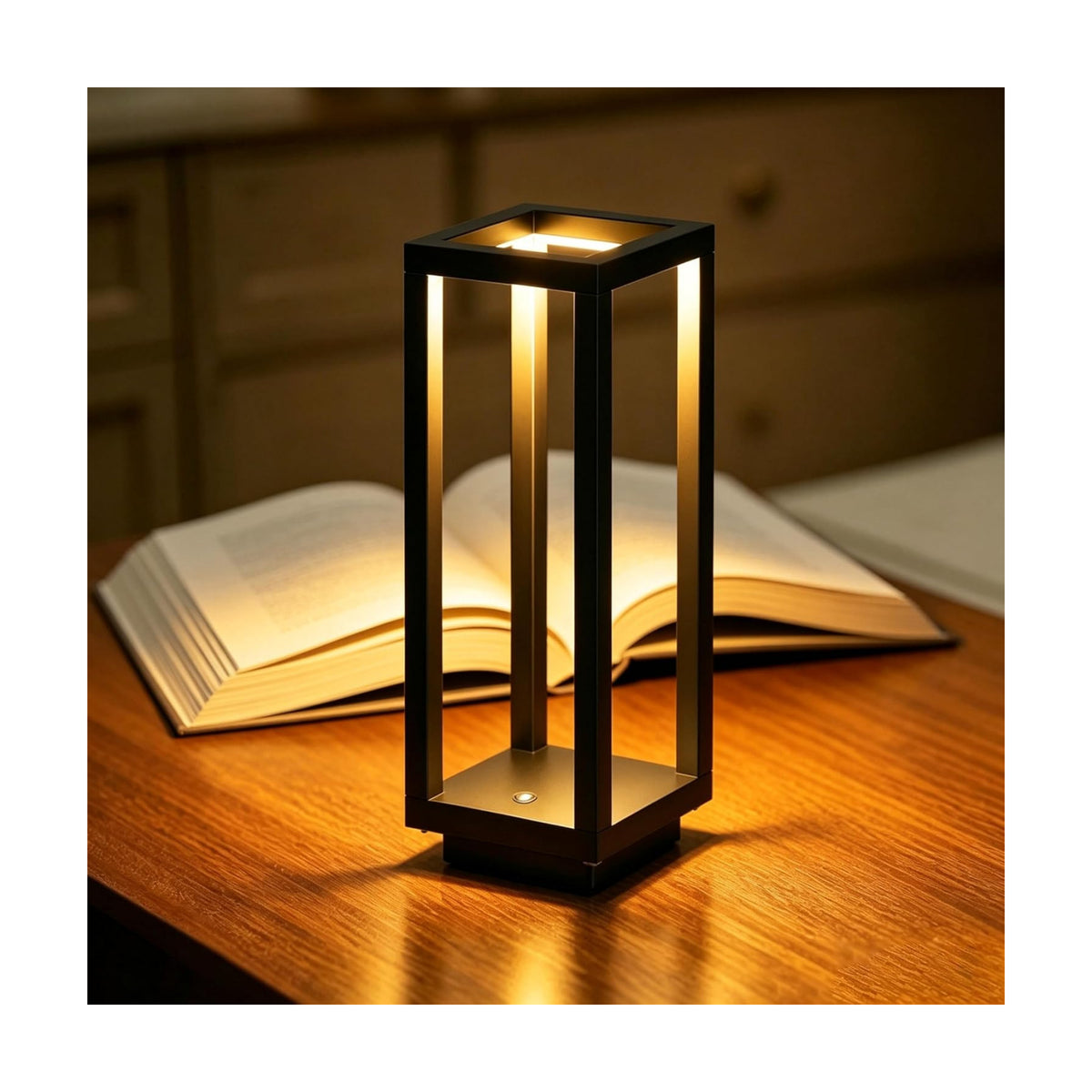 Cordless Table Lamp,Outdoor Rechargeable Table Lamp Waterproof Battery | 165H Runtime Modern Black Outdoor Lamp with