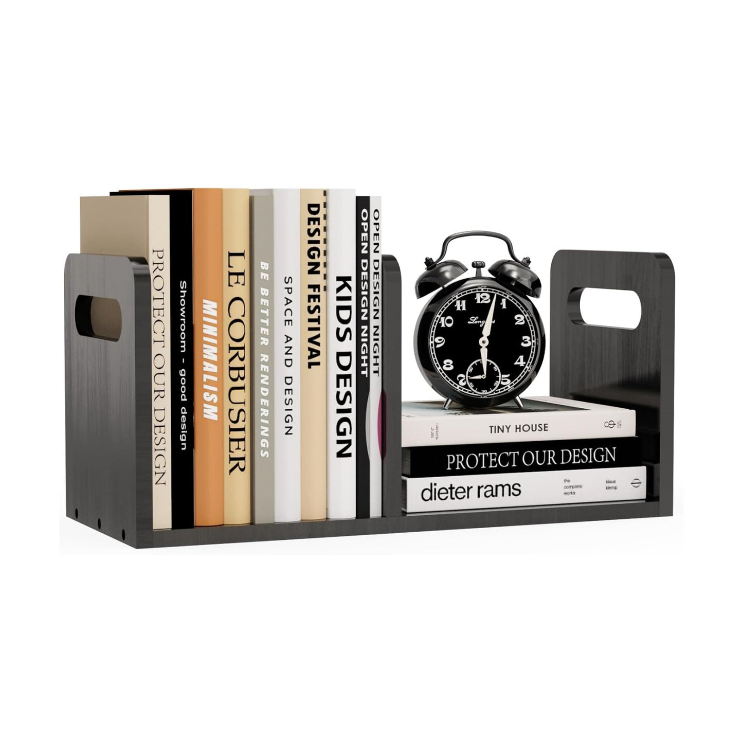 100% Solid Wood Adjustable Desktop Bookshelf / Black