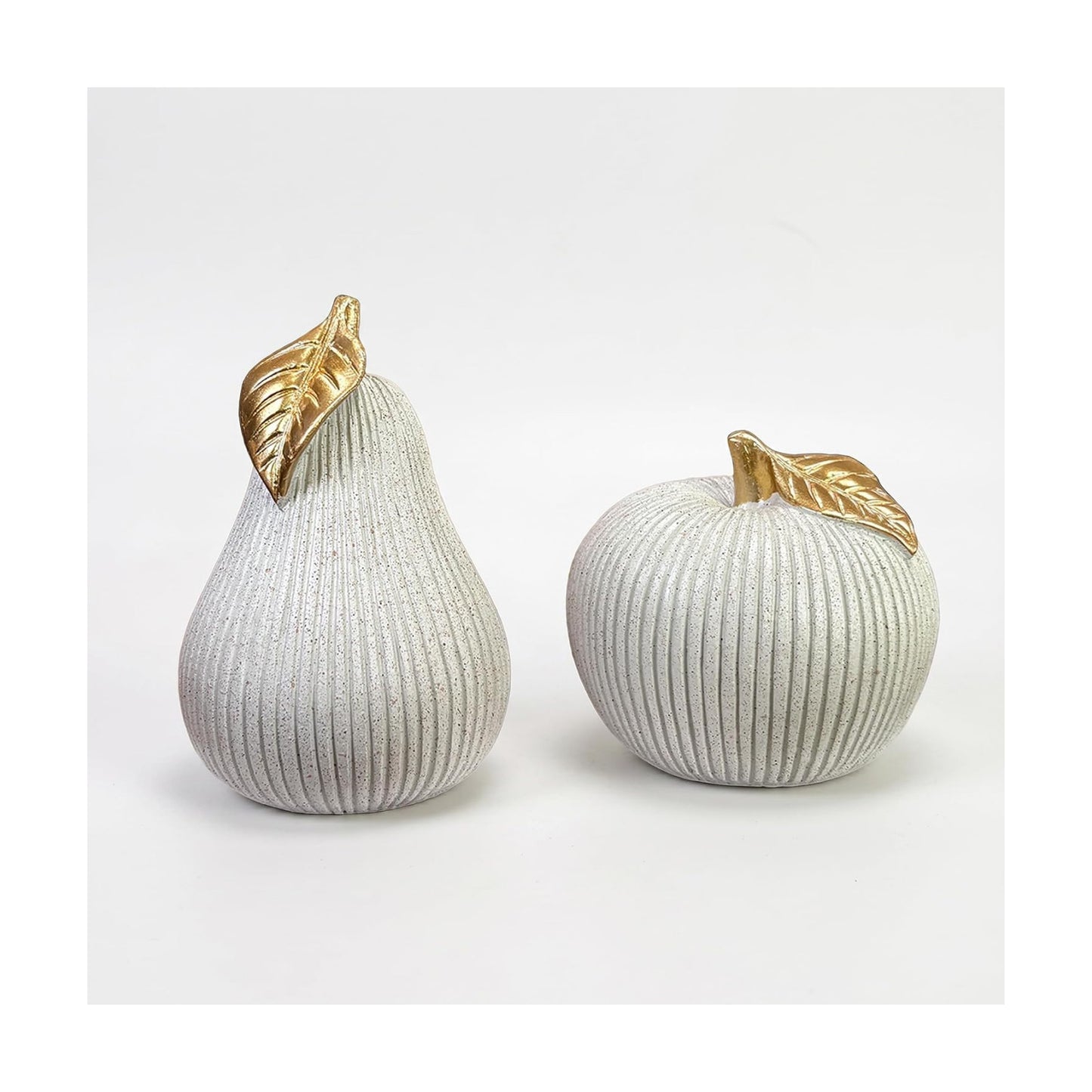 Modern Fruit Sculpture Home Decor / White Apple&pear / Small / Set of 2