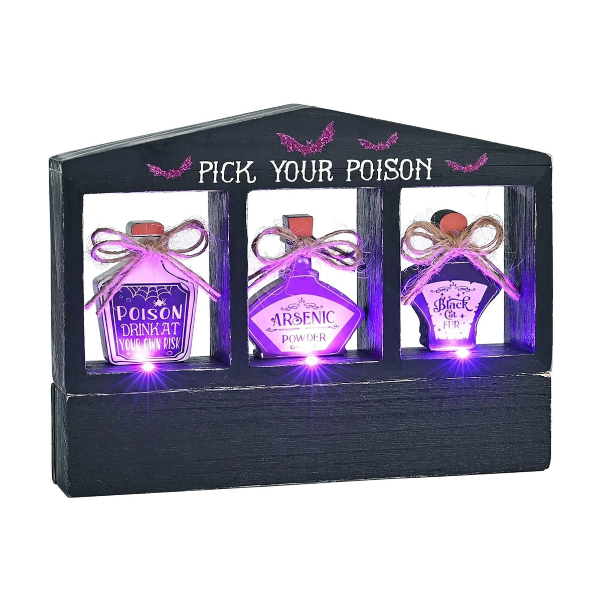 Valery Madelyn Halloween Decorations Indoor with Purple LED Lights, Lighted Spooky Halloween Decor Pick Your Poison Tabletop Sign, Witch Decorations for Home Party Office, 8 Inch