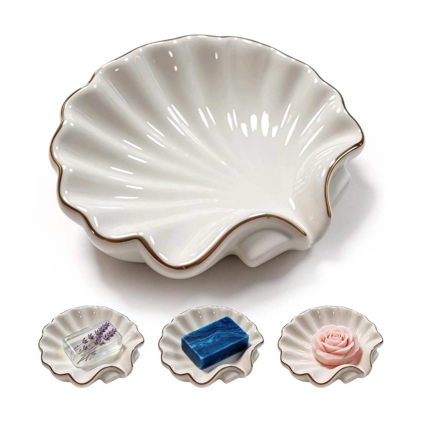 Ceramic Soap Dishes for Bar Soap / Gold