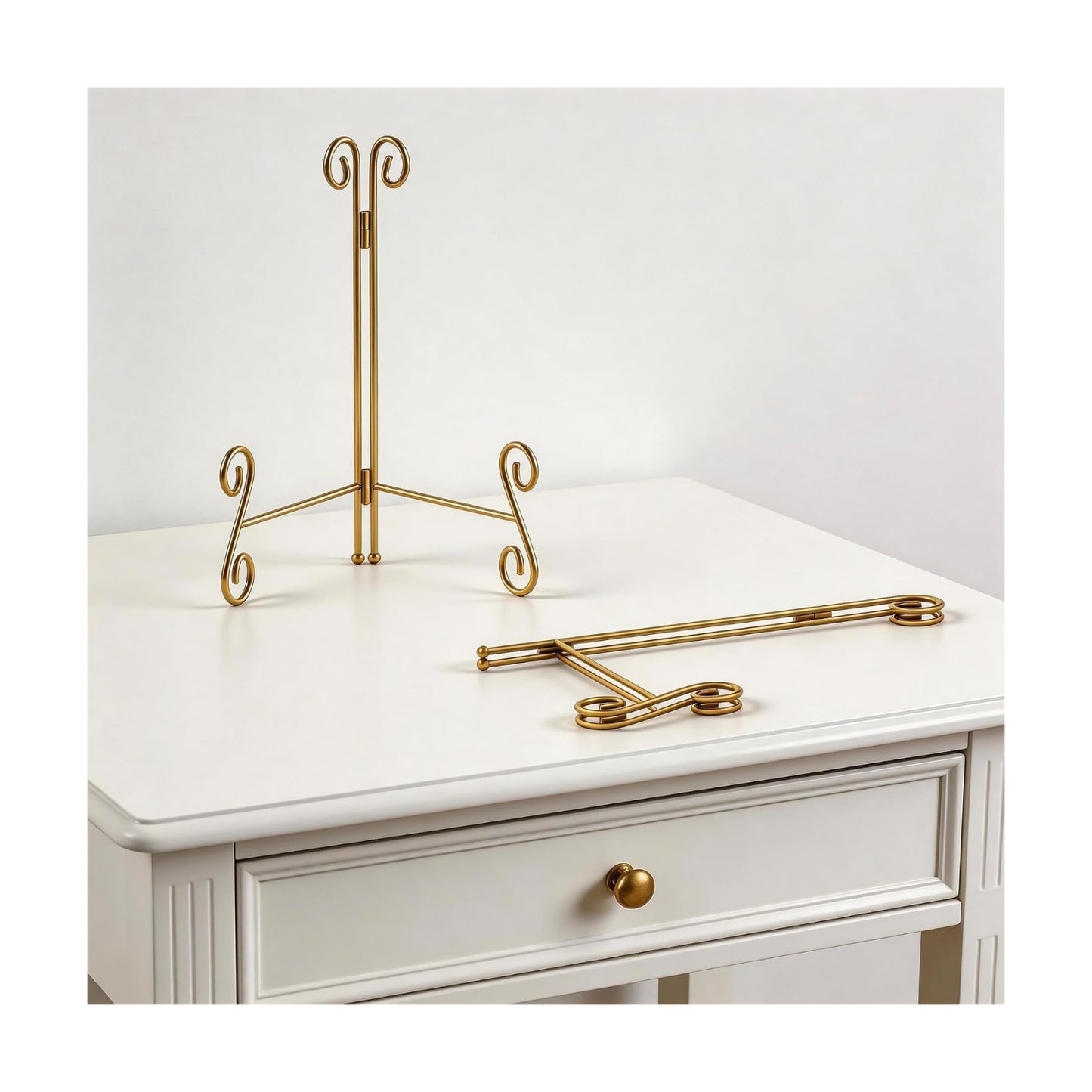 Heavy Duty Metal Plate Holder Easel / Gold 12 Inch / Set of 2