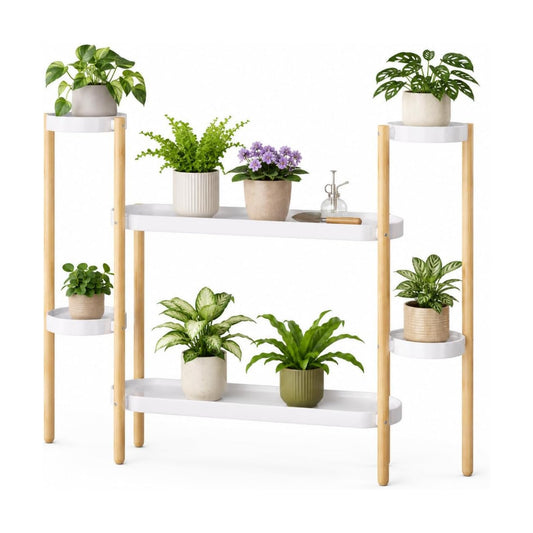 APRTAT Bamboo Plant Stand Indoor, 2-Tier Plant Holder for Multiple Plants | Natural Bamboo Holds Multiple Plants Stable