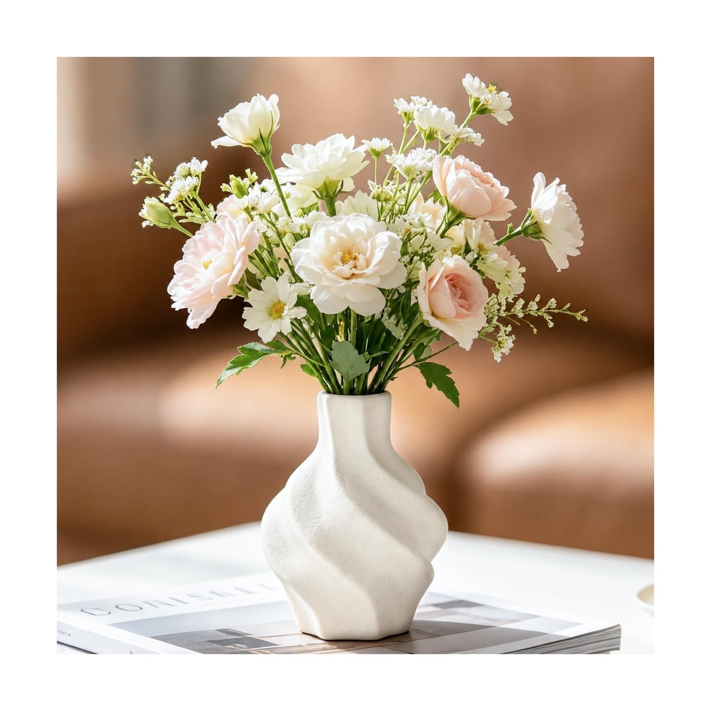 Ceramic Flower Vase Home Decor / White-v21 / 4.9 Inch