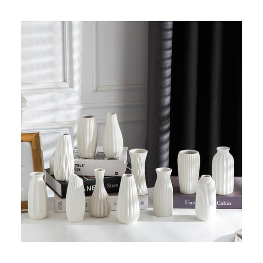 Ceramic Bud Vase / Ceramic Vase Set / White / Set of 12