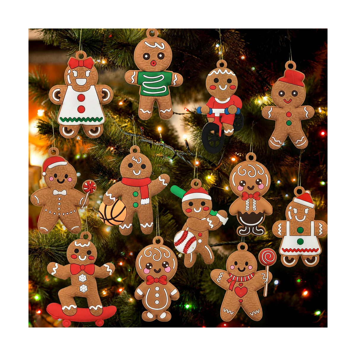 Assorted Christmas Gingerbread Man Ornaments for Christmas Tree Decor