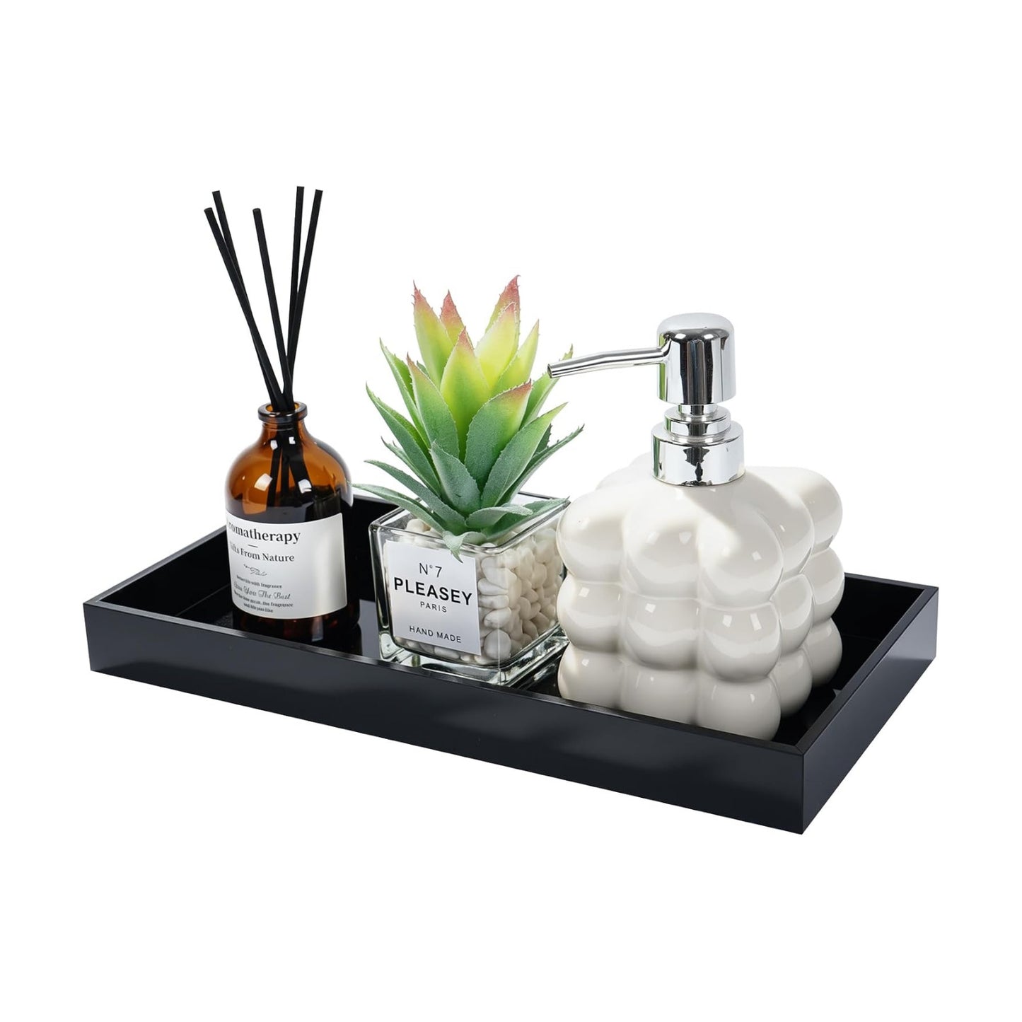 Acrylic Tray 5mm Thicken for Vanity Makeup / Black / 12 x 6 x 1.2
