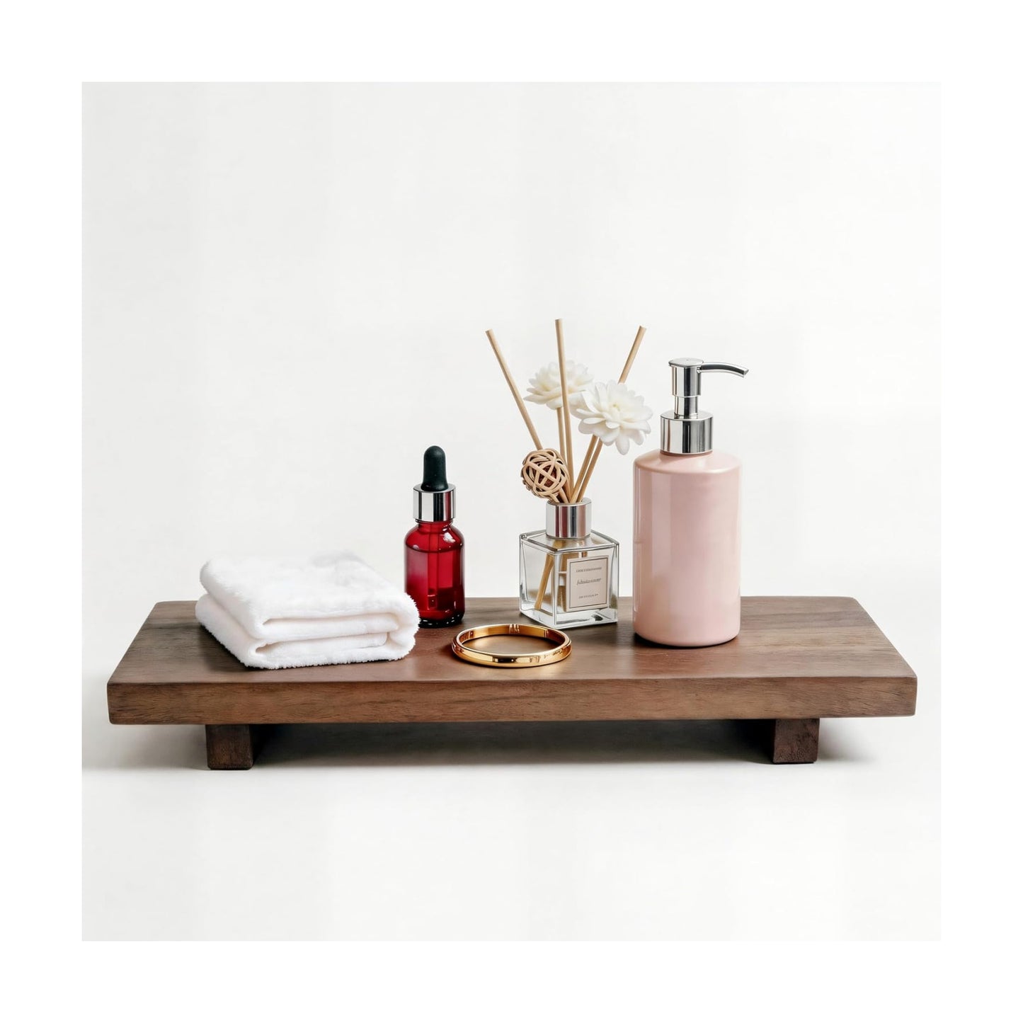 Wood Pedestal Stand / Walnut / 16 x 8