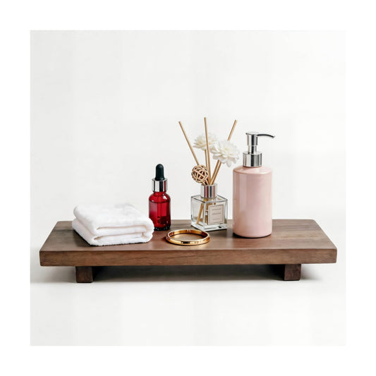 Wood Pedestal Stand / Walnut / 16 x 8
