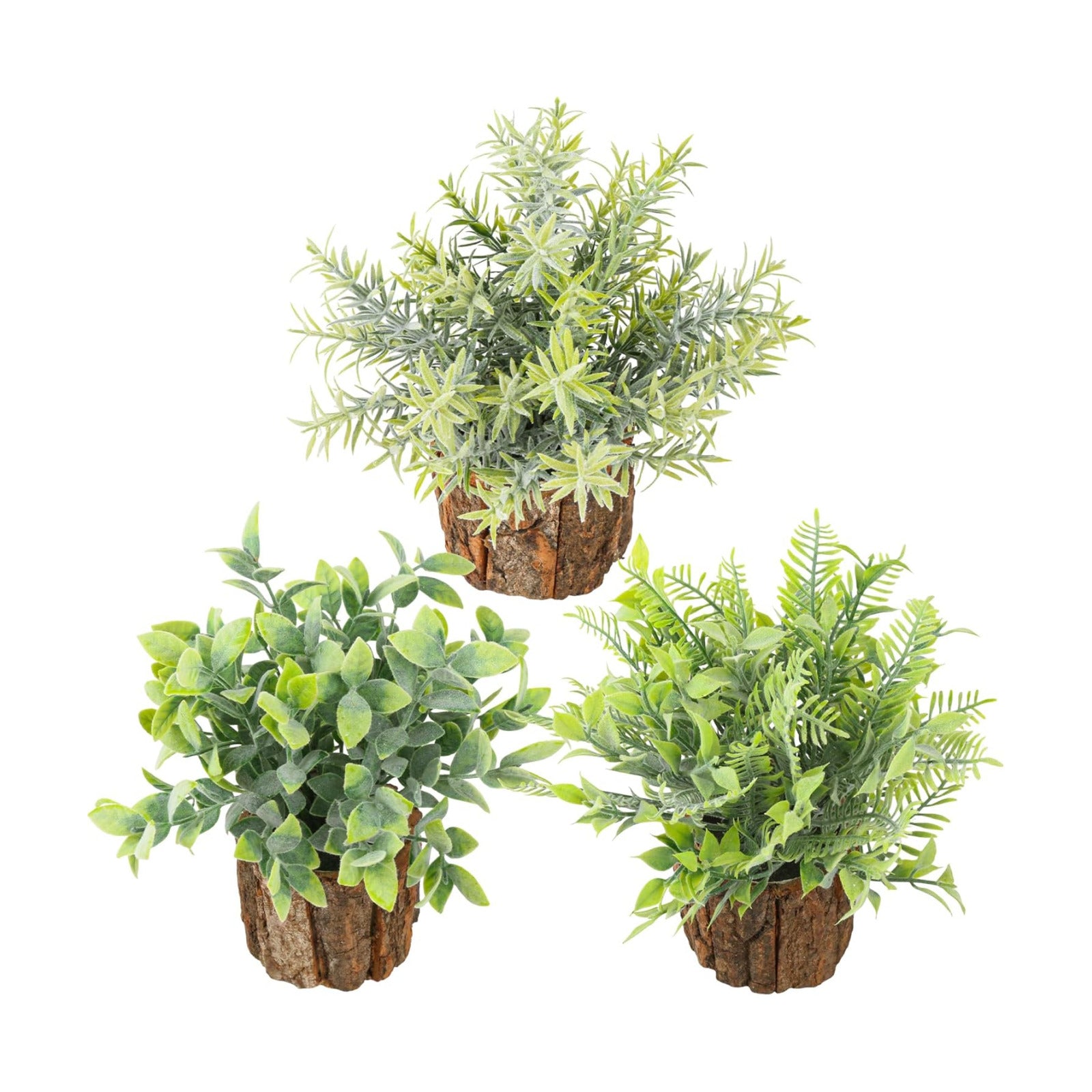 Tree and Flower Pots / Brown / Set of 3