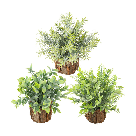 Tree and Flower Pots / Brown / Set of 3