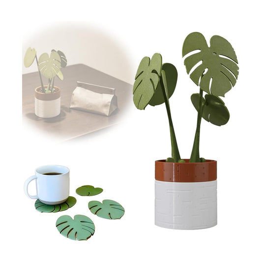 Waterproof Reusable Tropical Plant Coasters / Have A Basin / Set of 4