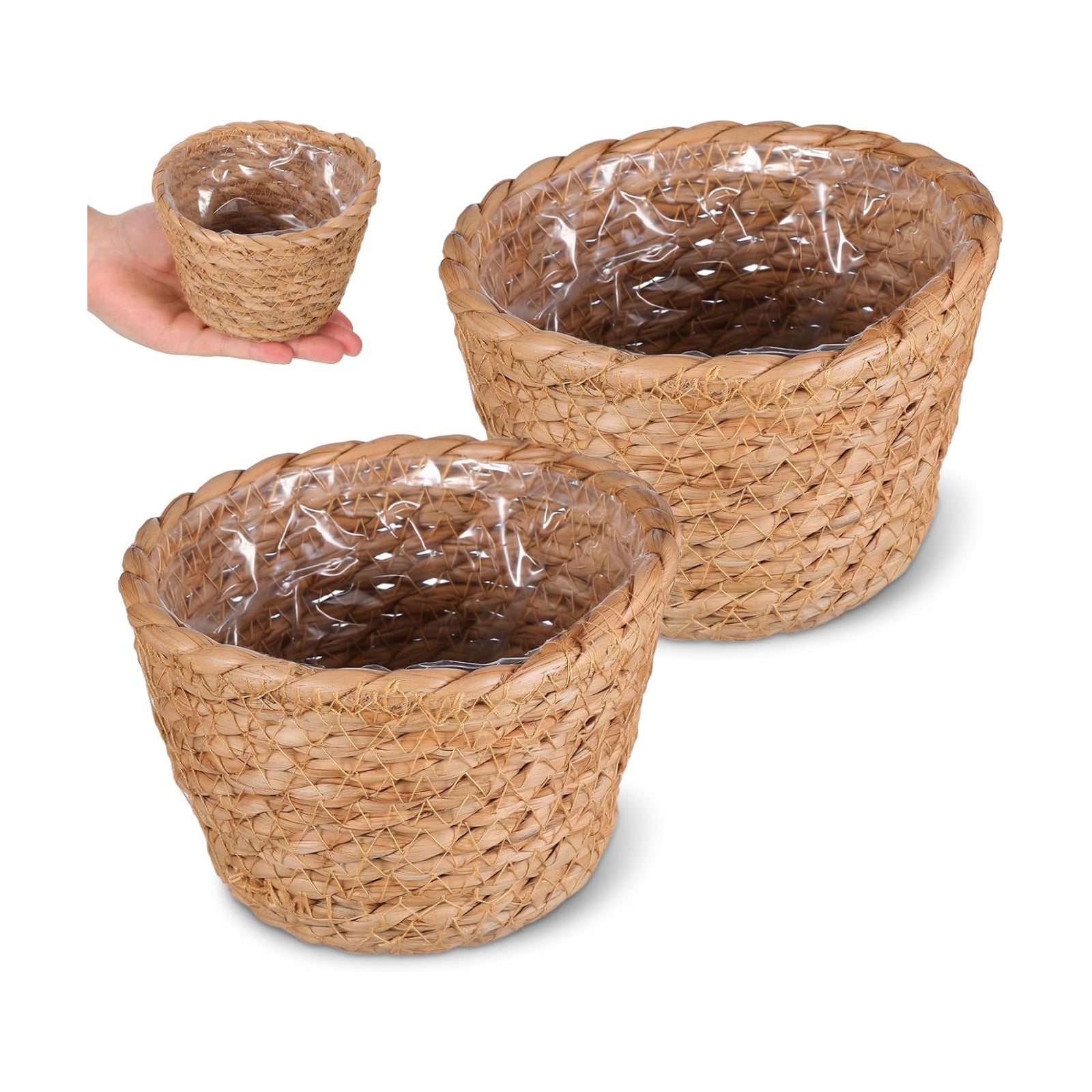Hand-Woven Seagrass Plant Basket Planter / Set of 2
