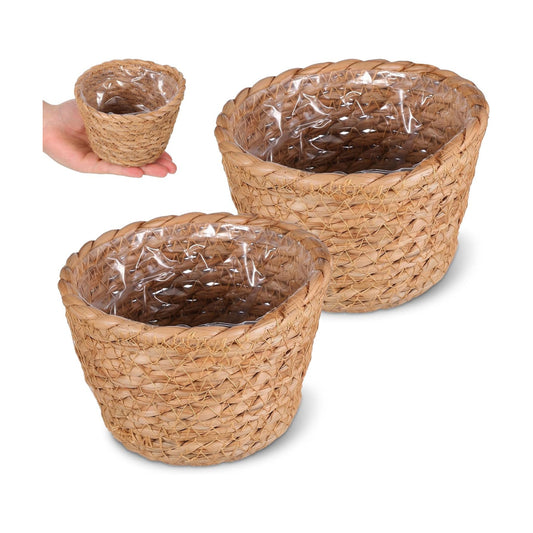Hand-Woven Seagrass Plant Basket Planter / Set of 2