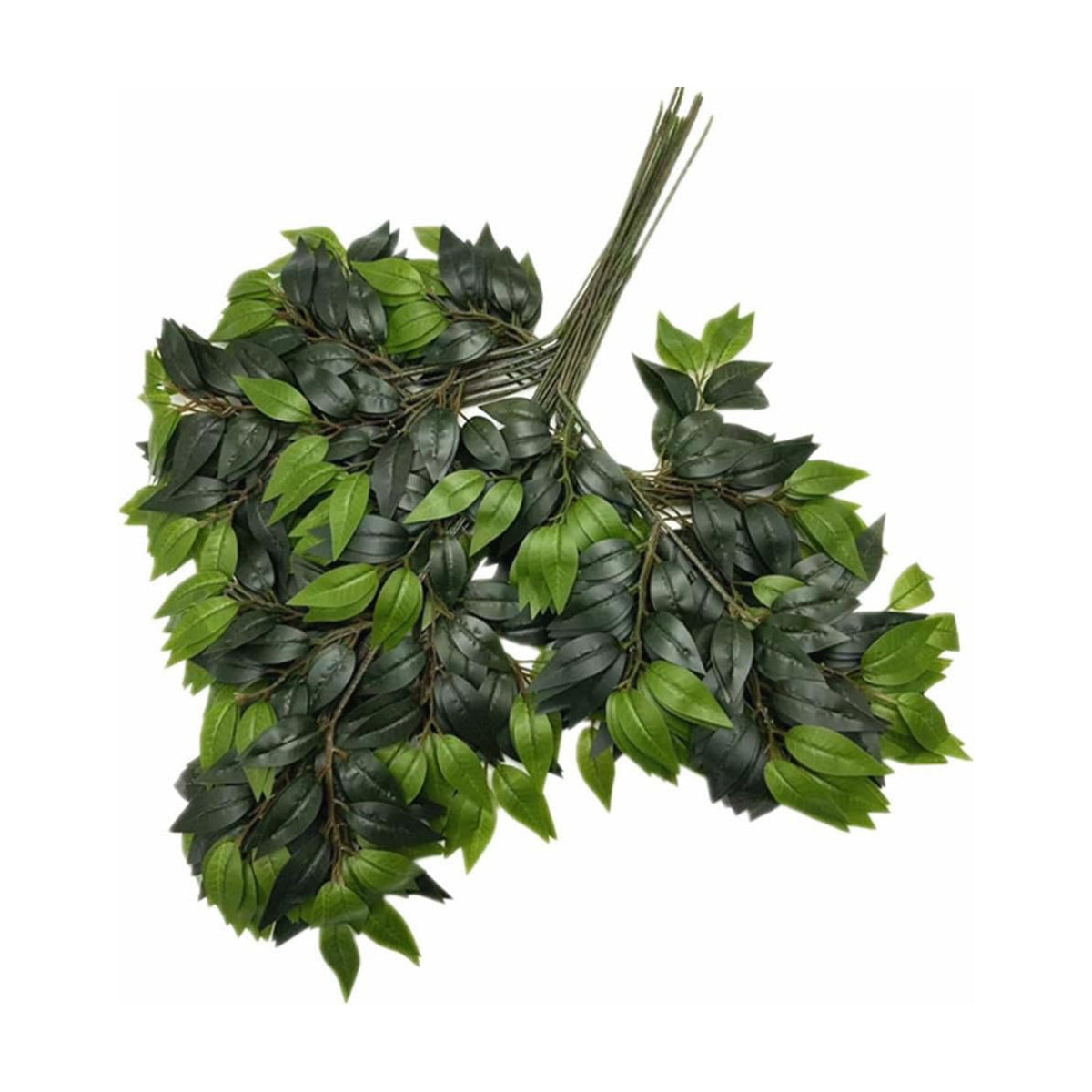 12pcs Artificial Oak Tree Branch Faux Eiche Leaf Stem Three Forks per piece for Greenery Wall Floral Decoration (12pcs Olive Leaf)