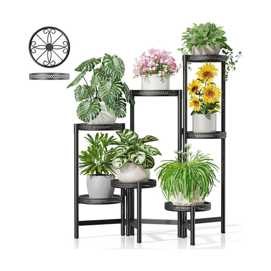 Stand Plants, 7 Tier Metal Plant Stands for Outdoor Indoor Plants,Heavy Duty Flower Pot Stands for Multiple