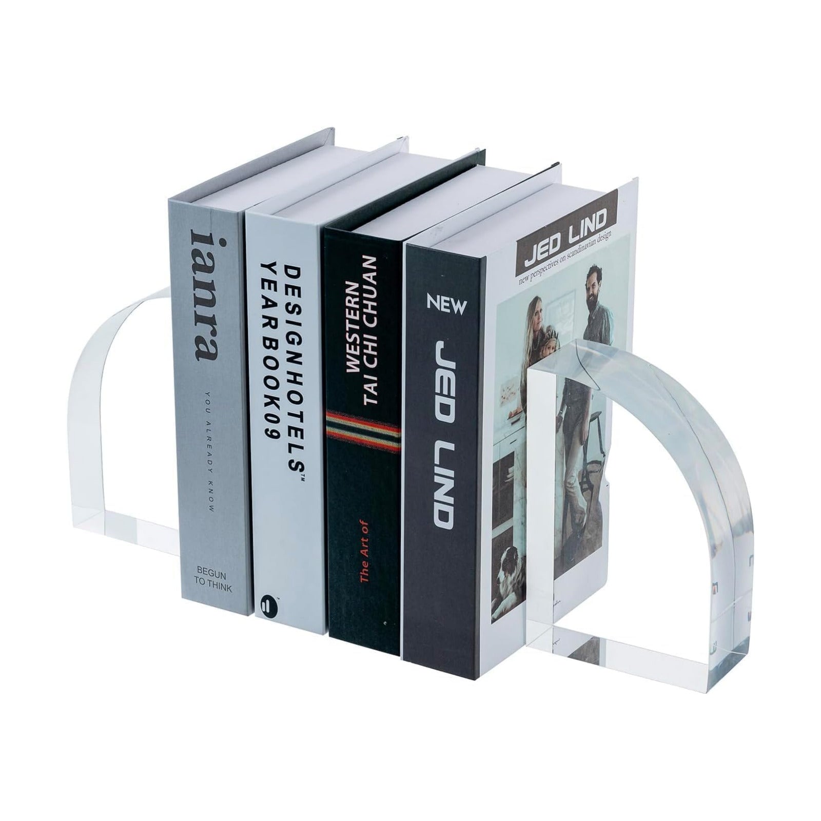Modern Acrylic Bookends / Clear / 6 x 4 x 2