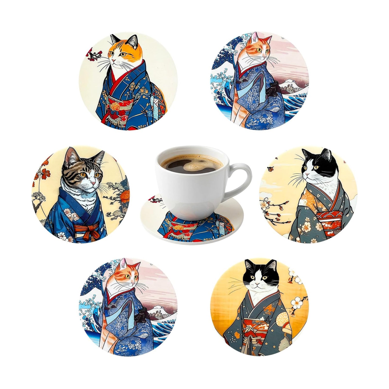 Cat Coaster Set / Cat-silicone / Set of 6