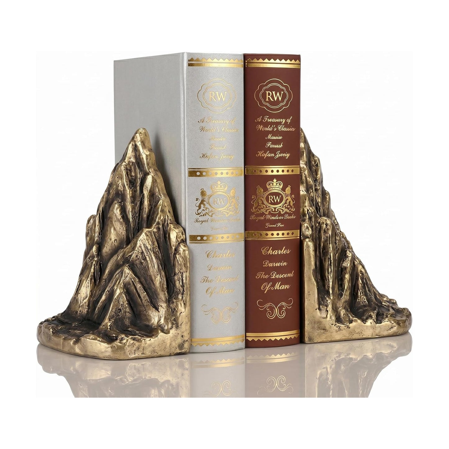 Mountain Bookends / Resin Rock Bookends / Bronze / Set of 2