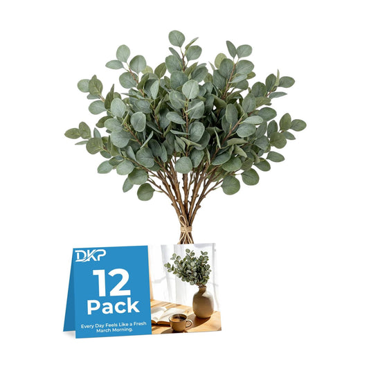 Eucalyptus Branches Artificial Greenery Stems Bulk Fake Plants Greenery / 27 Inch / Set of 12