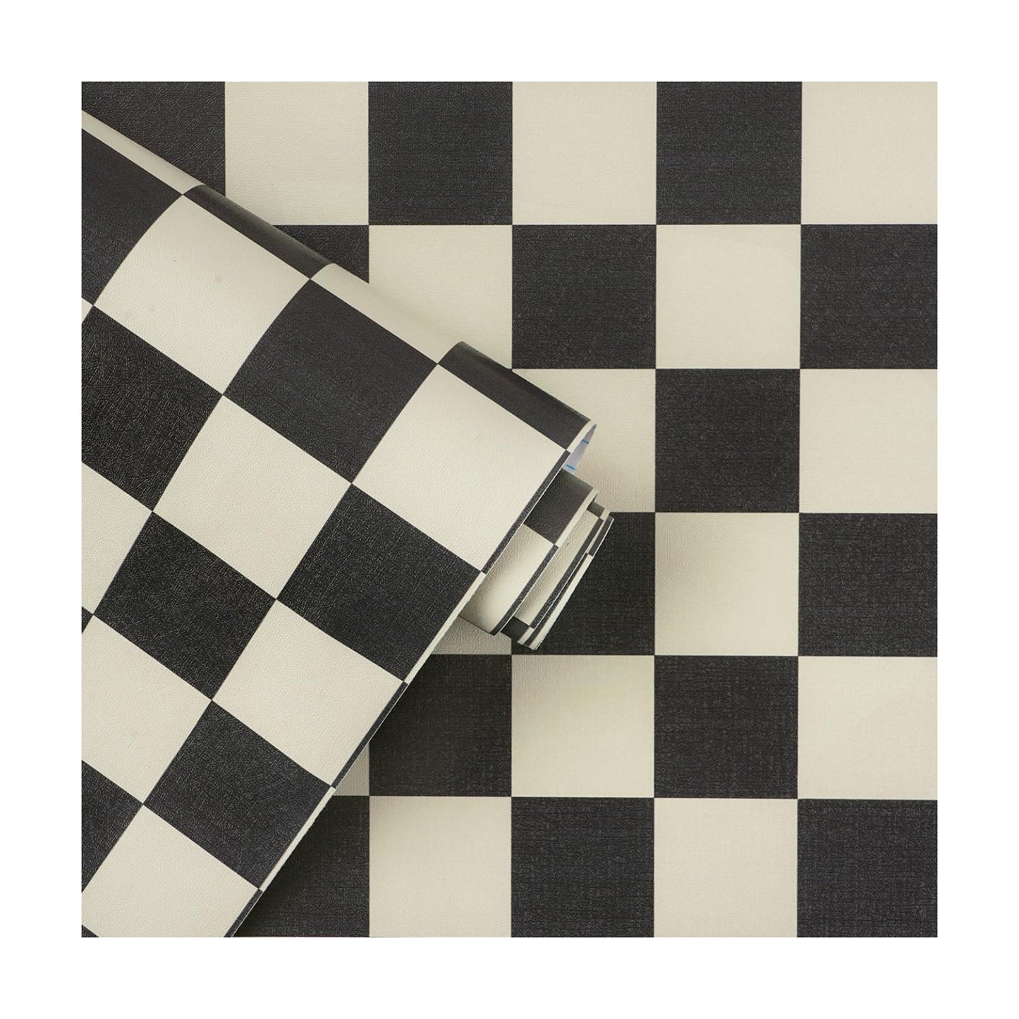 Checkered Wallpaper Black and White Cream Peel and Stick Wallpaper / 17.3 x 393.7 / Black and Cream