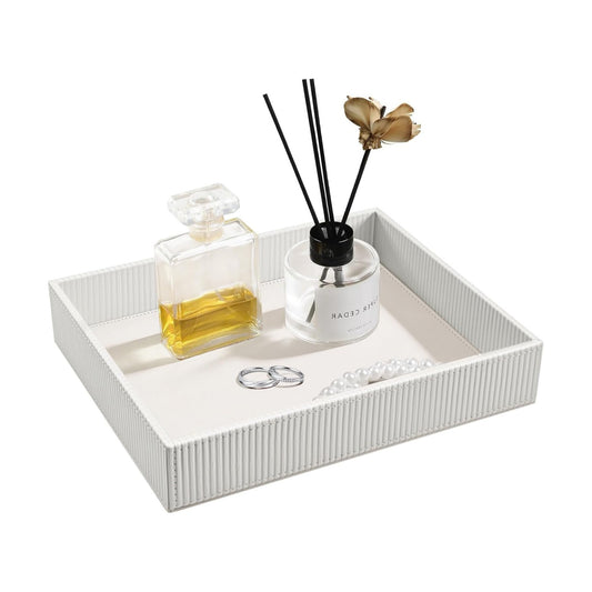 Valet Tray Desk Organizer / Stripe Pearl White