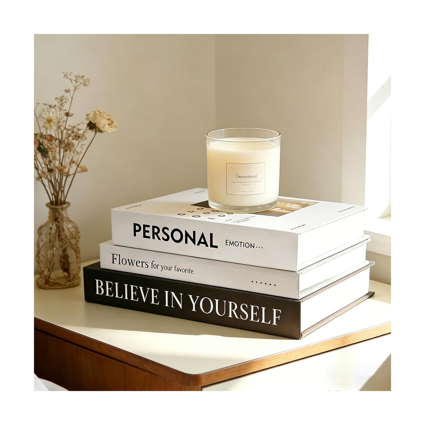 Decoration Books / White Simple Style Books Suitable / Black / Set of 3