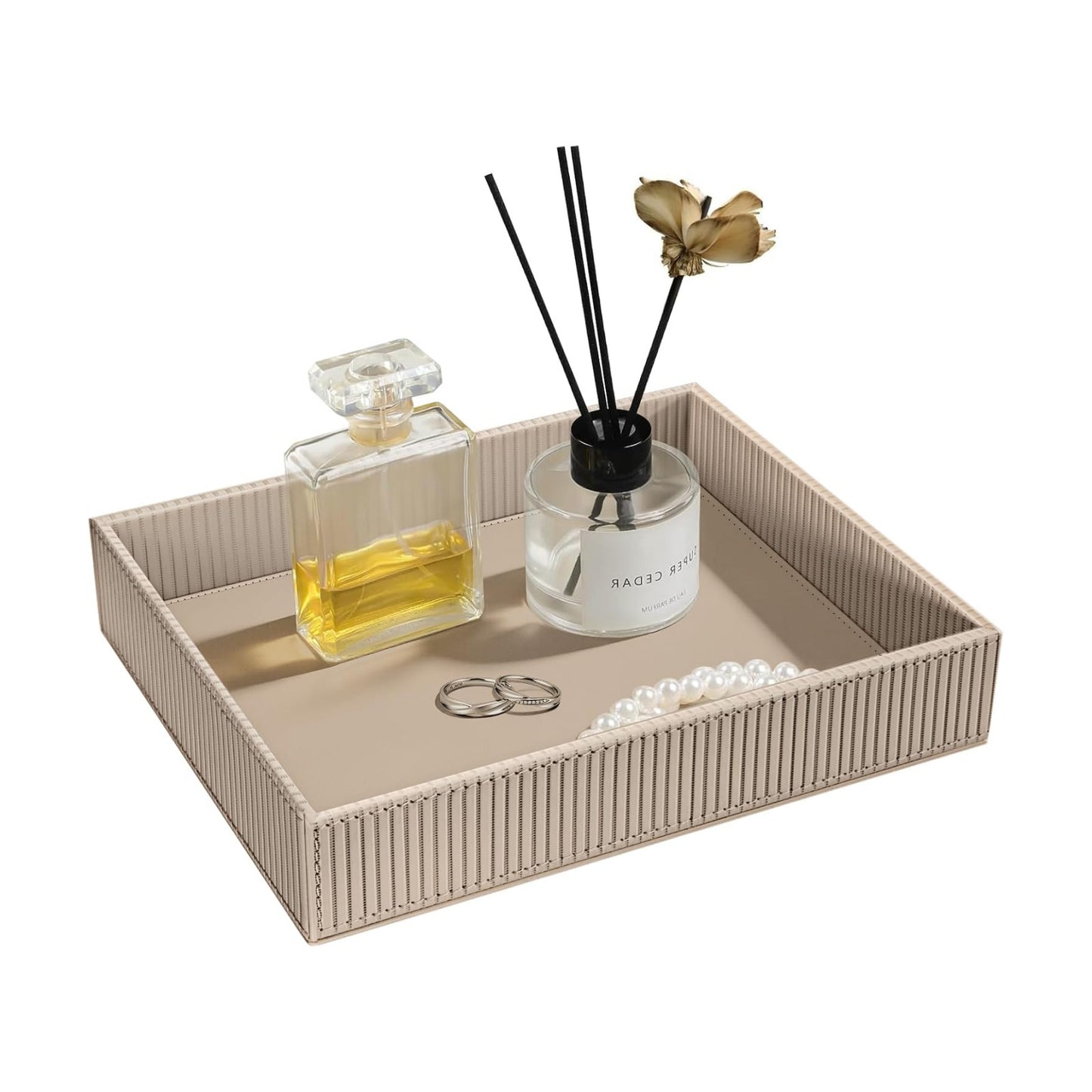 Valet Tray Desk Organizer / Stripe Latte