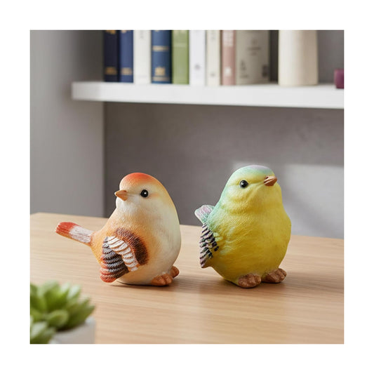 Small Farmhouse Resin 7.3cm Bird Figurines Nature Style Decorative Cottage Bird Ornaments / Set of 2