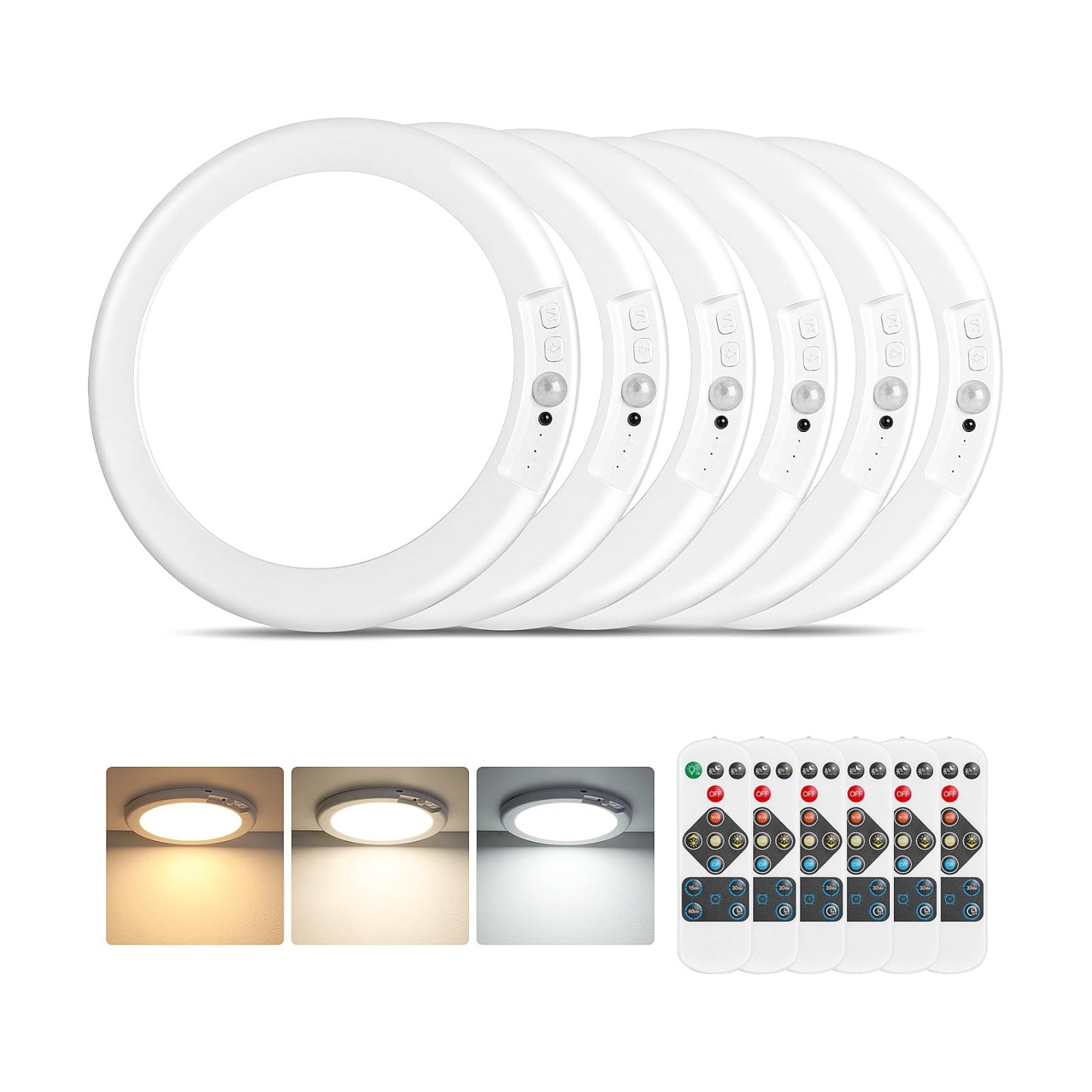 Rechargeable Motion Sensor Ceiling Light, Battery Operated Closet Light | Wireless Battery Powered LED Shower Light