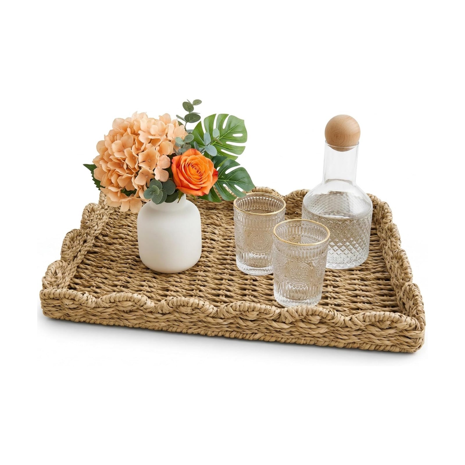 Handwoven Seagrass Rattan Tray / SAS00076-UPC / 10 x 2 x 15