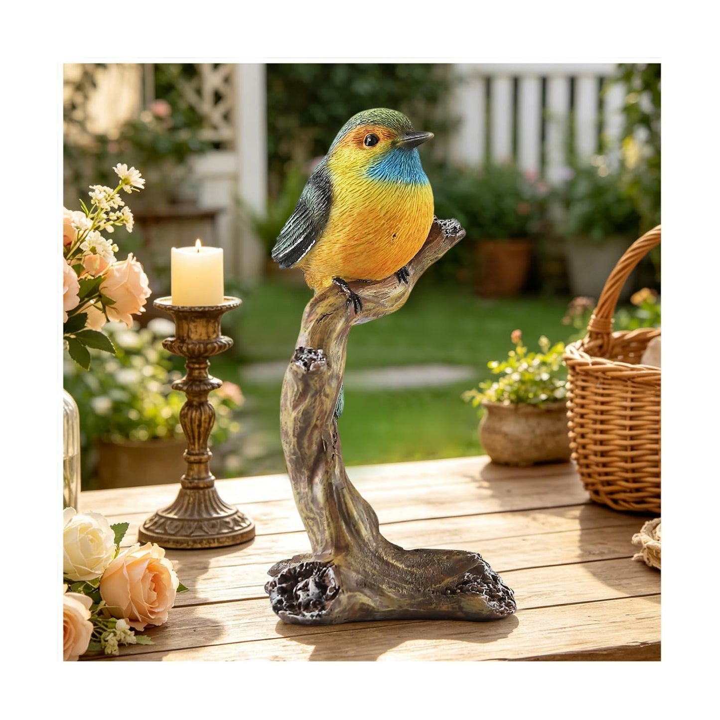 Colorful Resin Bird Figurine on Branch / On The Branch