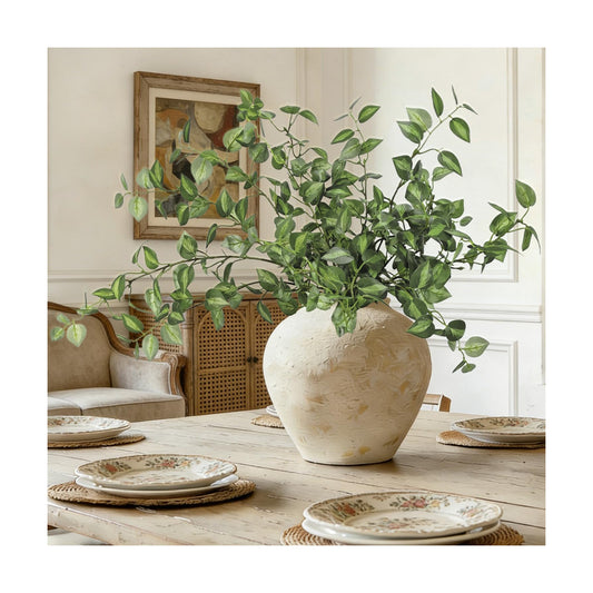Long Artificial Stems Faux Greenery Stems for vase Faux Leaves Fake / Green / 32.7 Inch / Set of 6