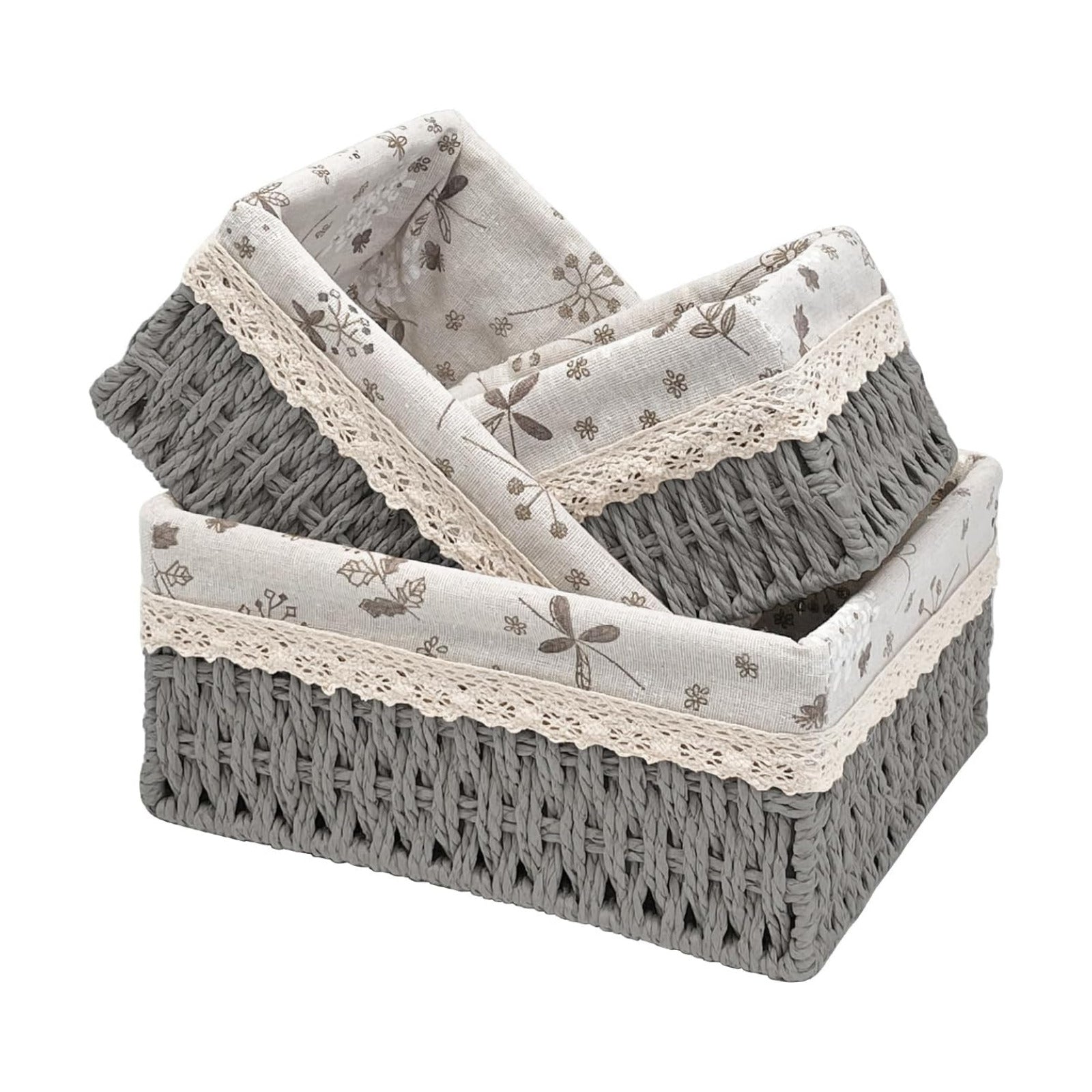 Wicker Storage Baskets / Gray / L+M+S / Set of 3