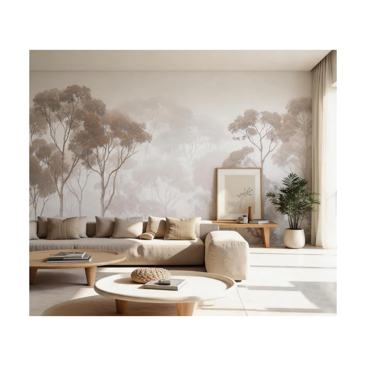 Vintage Jungle self-Adhesive Wallpaper murals / Zz11 / 79 x 55 / Beige